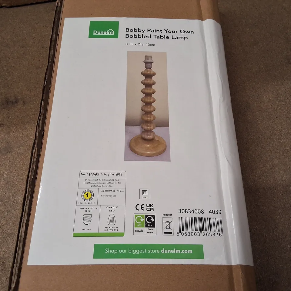 DUNELM BOBBY PAINT YOUR OWN BOBBLED TABLE LAMP – BOXED DIY KIT