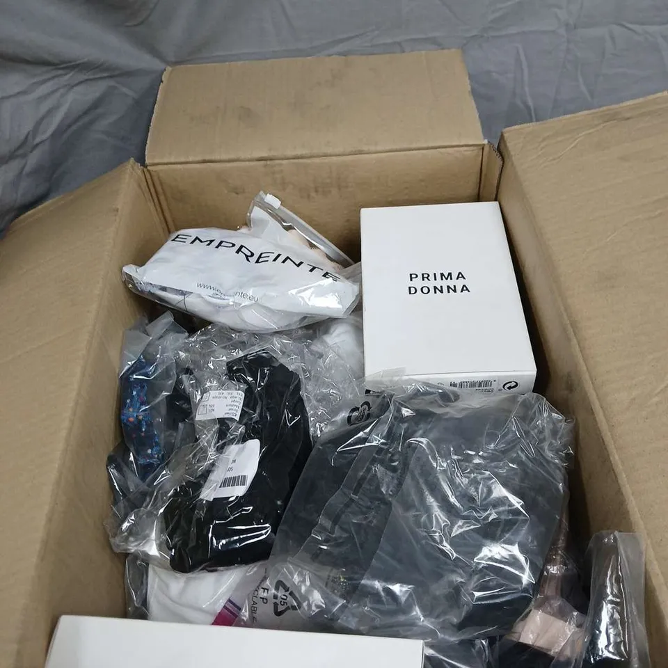 BOX OF APPROXIMATELY 25 ITEMS OF WOMEN'S LINGERIE INCLUDING BRANDS SUCH AS ROZA GUY DE FRANCE ROYCE PRIMA DONNA LOUISA BRACO.