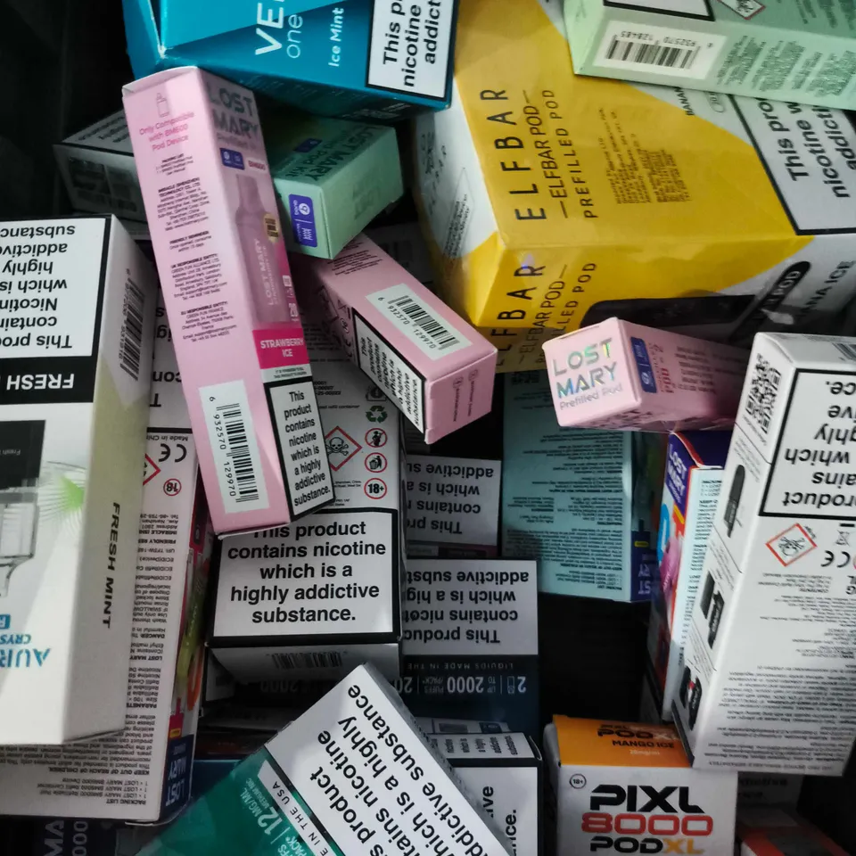 APPROXIMATELY 15 ASSORTED E-CIGARETTE AND VAPE PRODUCTS TO INCLUDE ANGEL, VUSE, LOST MARY ETC 