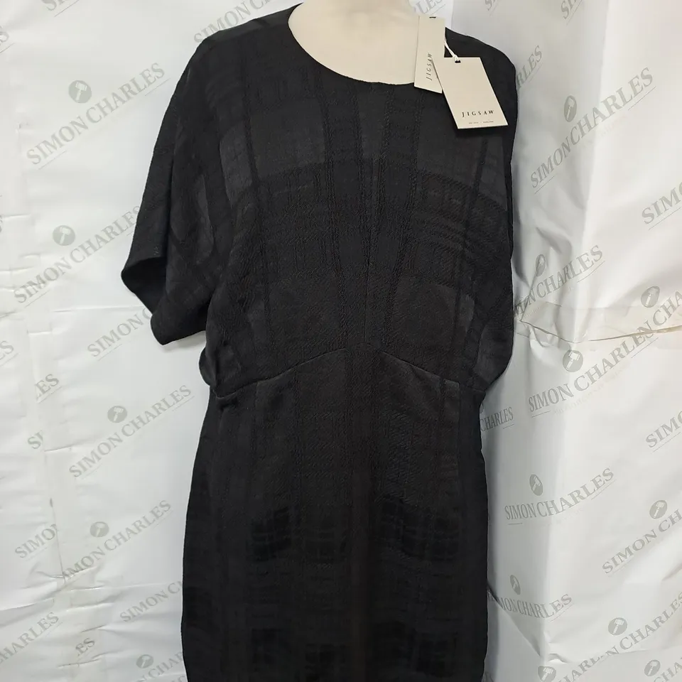 JIGSAW TEXTURED CHECK MIDI DRESS IN BLACK - UK 18