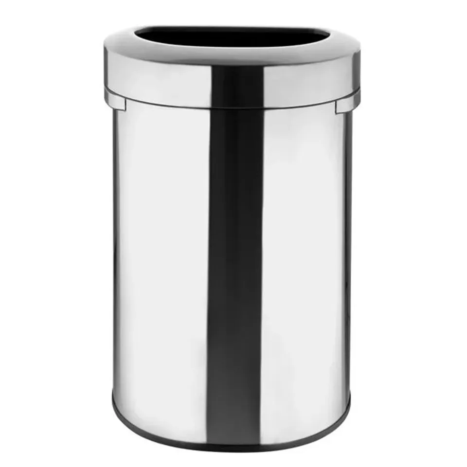 BRAND NEW BOXED BOLERO 'D' SHAPE BIN WITH OPEN LID BRUSHED STEEL 86LTR