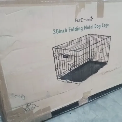 BOXED FURDREAMS 36 INCH FOLDING METAL DOG CAGE