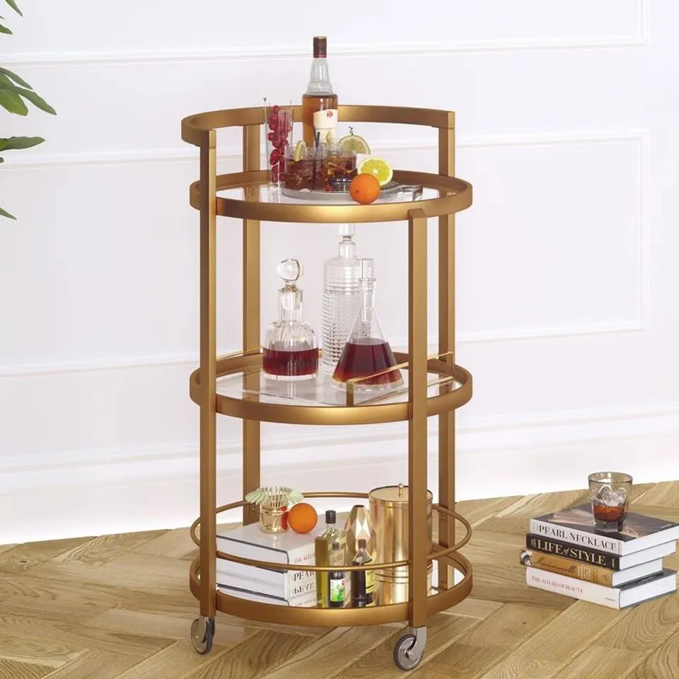 BOXED WILLEM SERVING CART FRAME GOLD