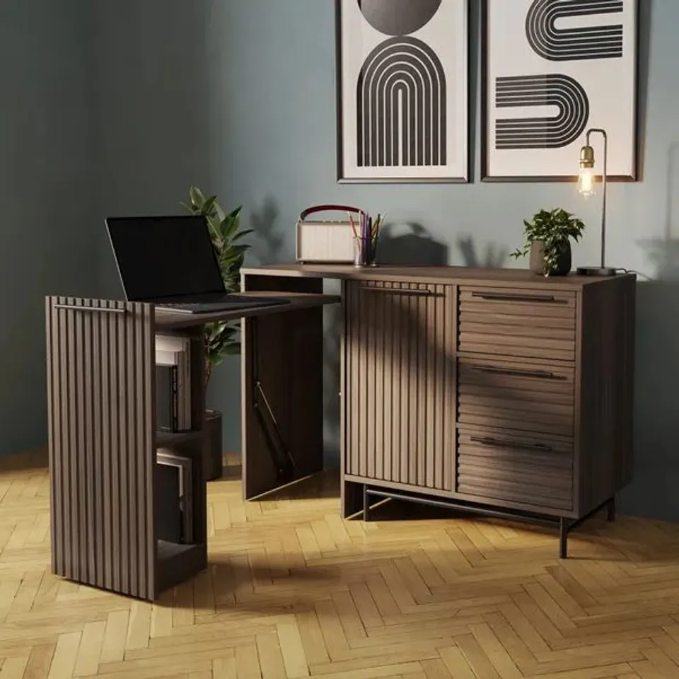 BOXED BRYANT PULL OUT DESK - WALNUT 