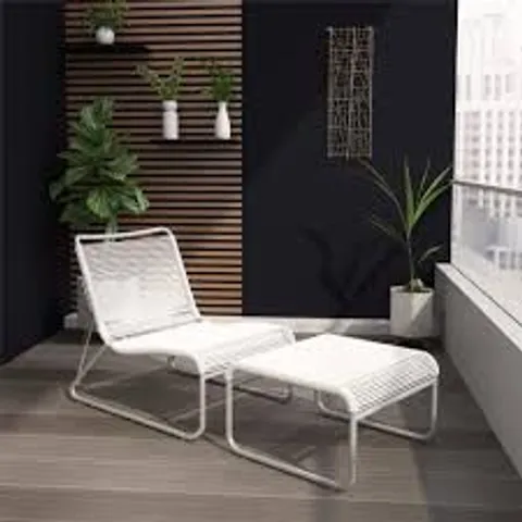 BOXED COSMOLIVING LITA PATIO LOUNGE AND OTTOMAN SET WHITE
