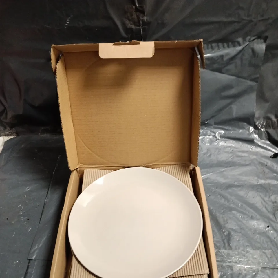 4X PASTEL/LIGHT BROWN ROUND DINNER PLATE – BOXED