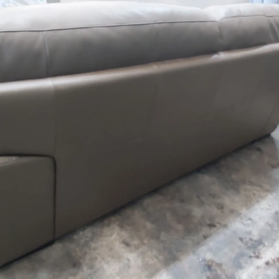 QUALITY ITALIAN DESIGNER CORDOBA LARGE THREE SEATER SOFA MUSHROOM LEATHER