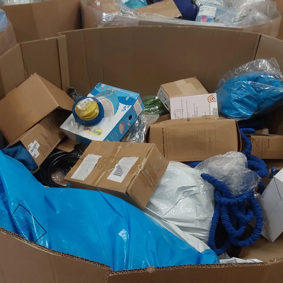 PALLET CONTAINING A LARGE QUANTITY OF ASSORTED HOSE PIPES, POOL INFLATABLES ECT