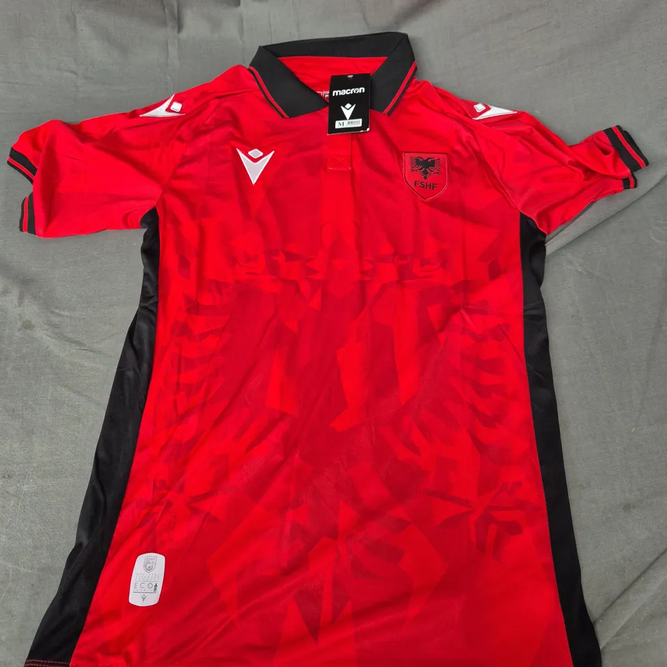 MACRON ALBANIAN NATION TEAM FOOTBALL JERSEY IN RED - MEDIUM