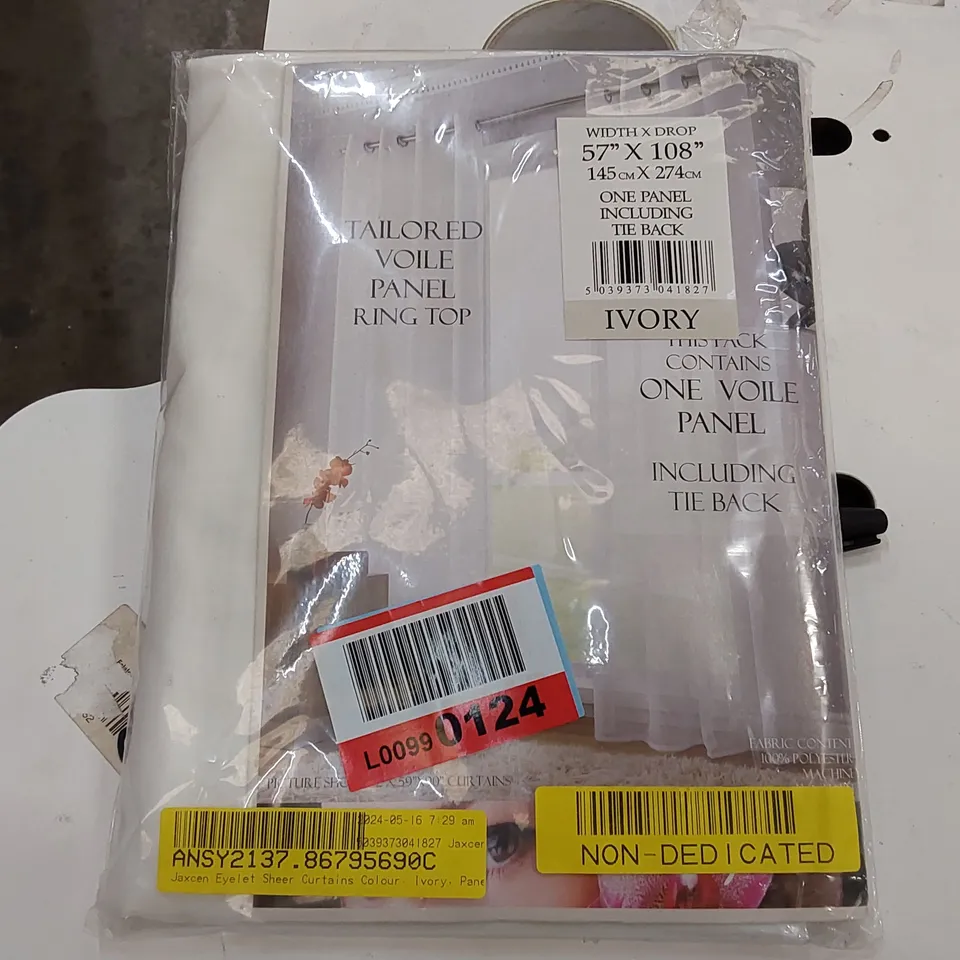 BAGGED JAXCEN EYELET SHEER CURTAINS - IVORY, 145 X 274CM (1 ITEM)
