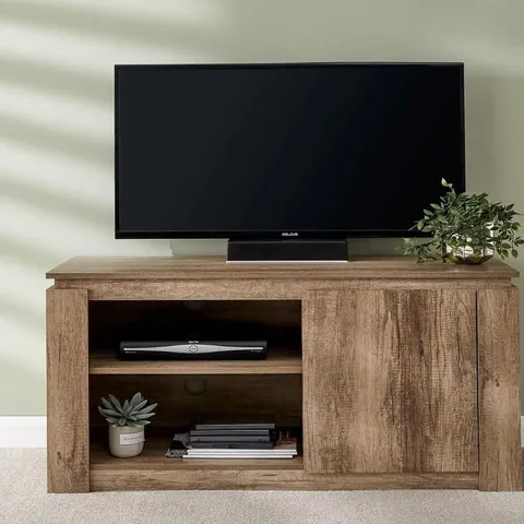 BOXED GFW CANYON SINGLE DOOR 2 SHELF OAK COMPACT TV UNIT (1 BOX)