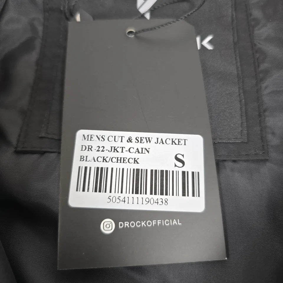 D-ROCK MEN'S CUT & SEW JACKET - BLACK/CHECK, UK SIZE SMALL (S)
