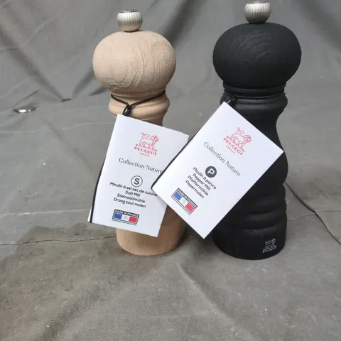 PEUGEOT COLLECTION NATURE SALT & PEPPER MILLS – BEECH & BLACK (SET OF 2)