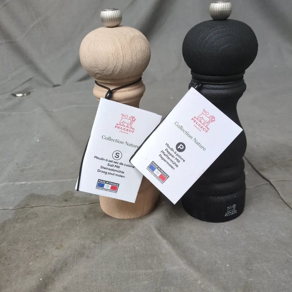 PEUGEOT COLLECTION NATURE SALT & PEPPER MILLS – BEECH & BLACK (SET OF 2)