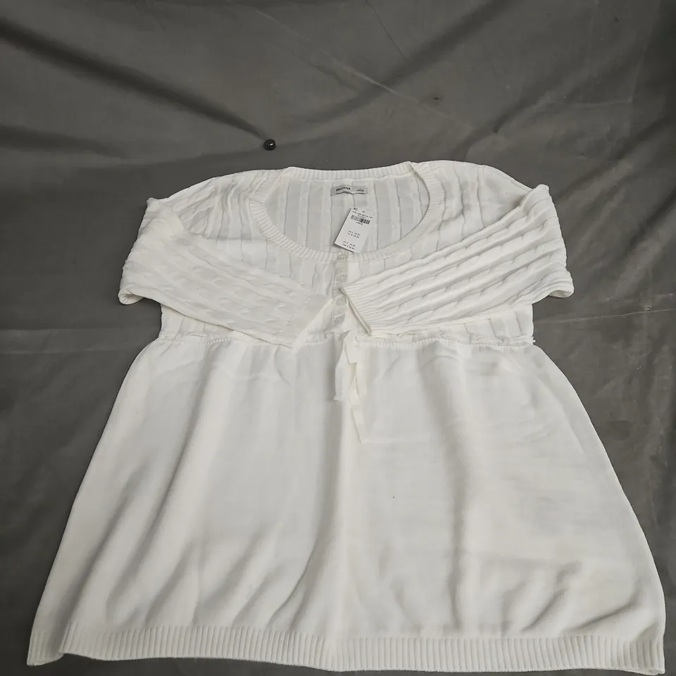 HOLLISTER WOMEN'S KNIT TOP – WHITE, SIZE L