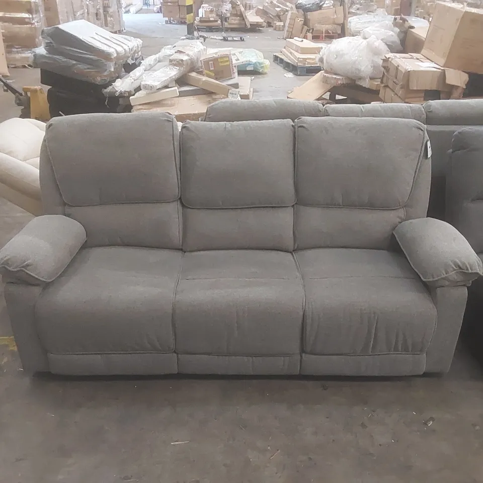 DESIGNER 3 SEATER FABRIC UPHOLSTERED MANUAL RECLINER SOFA 