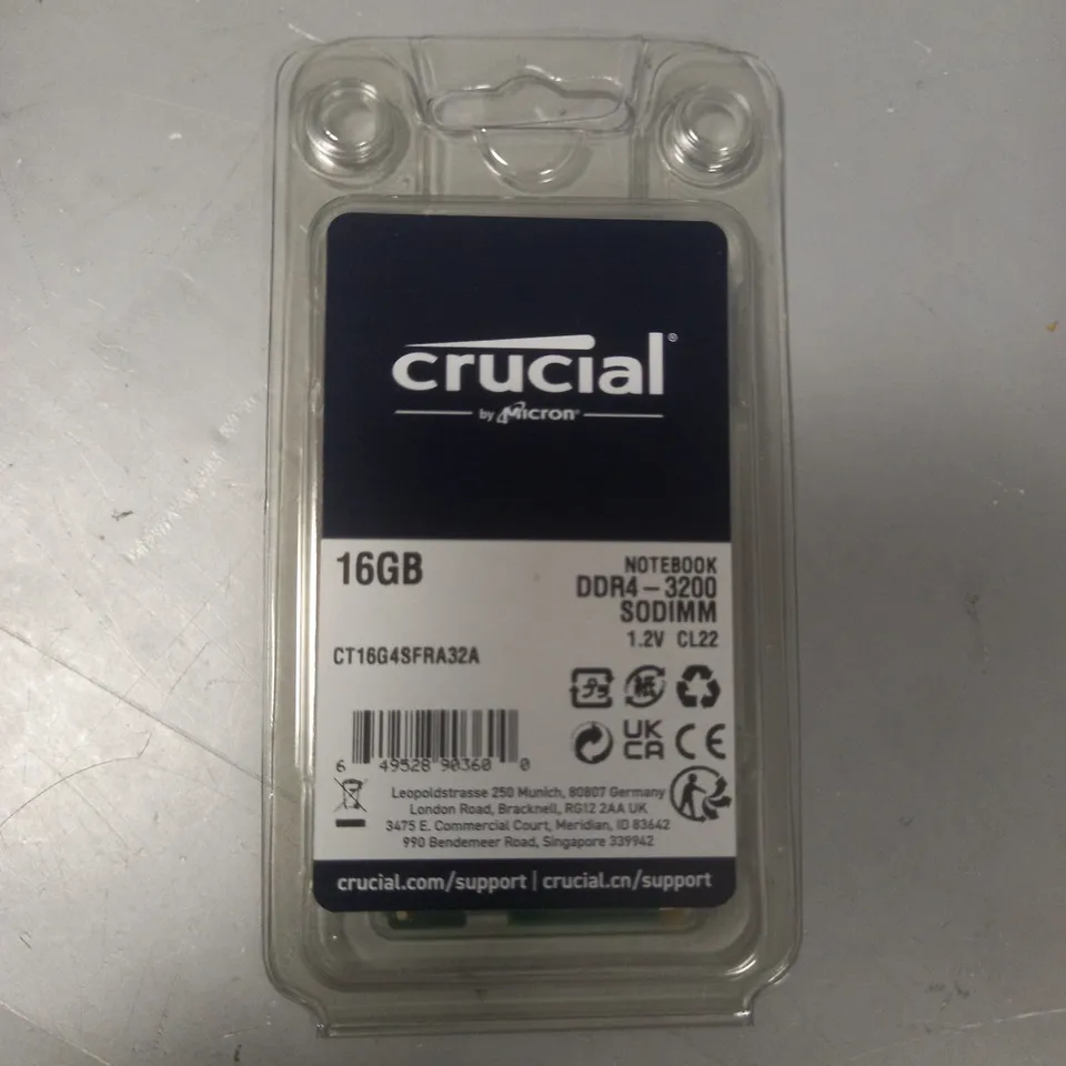 CRUCIAL 16GB NOTEBOOK DDR4-3200 RAM - CT16G4SFRA32A