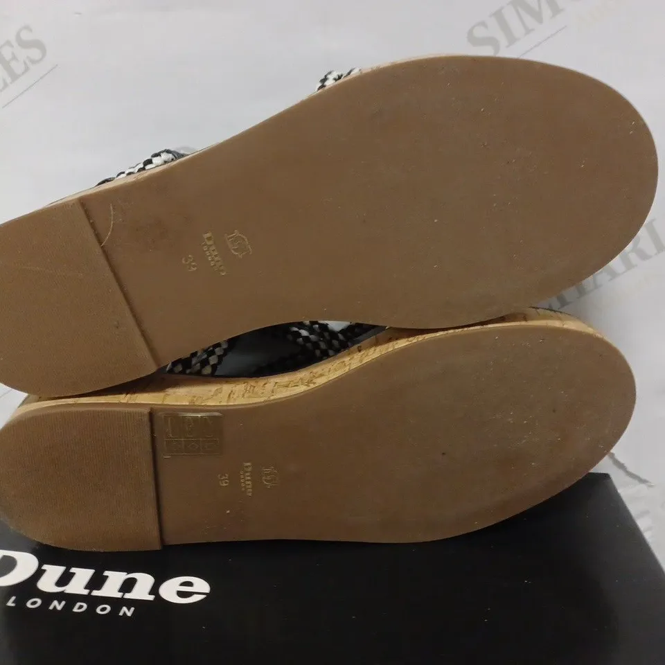 DUNE LONDON ROPE FLATFORM SANDAL IN BLACK LEATHER - SIZE 39