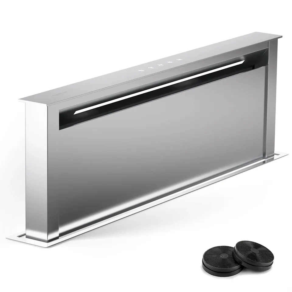 BOXED KLARSTEIN ROYAL FLUSH 90CM DOWNDRAFT EXTRACTOR SILVER