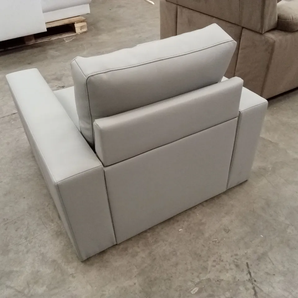 BALTIMORE ARMCHAIR, LIGHT GREY PREMIUM FAUX LEATHER