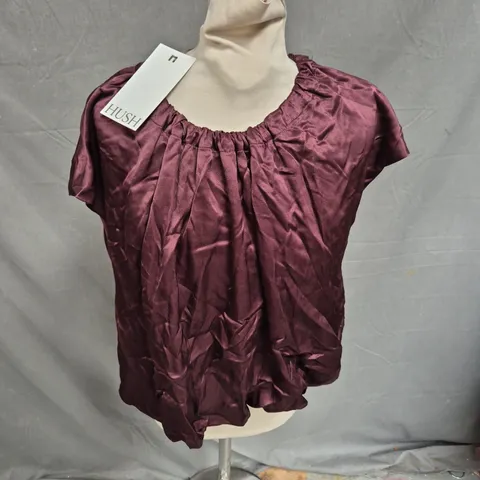 HUSH SATIN CIRCULAR TOP IN FUDGE BROWN SIZE M