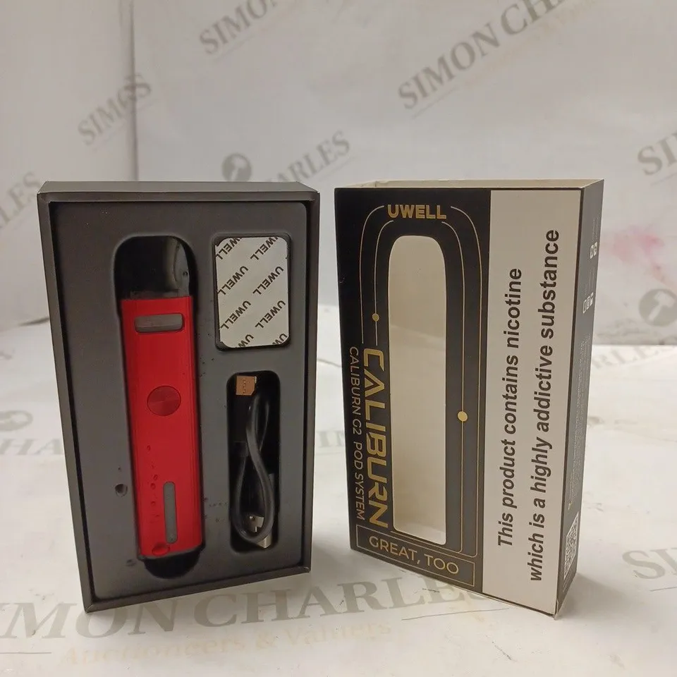 BOXED UWELL CALIBURN G2 POD SYSTEM - PYRROLE SCARLET.