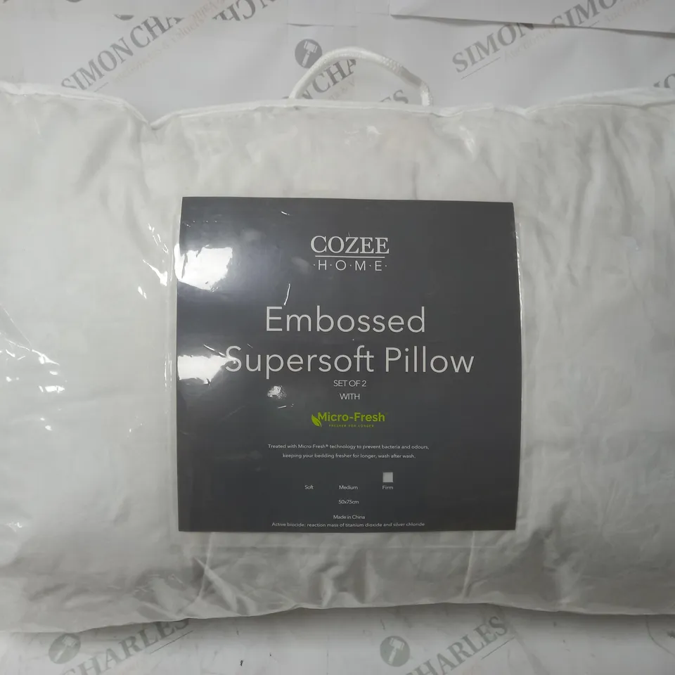 COZEE HOME EMBOSSED SUPERSOFT PILLOW - SET OF 2.