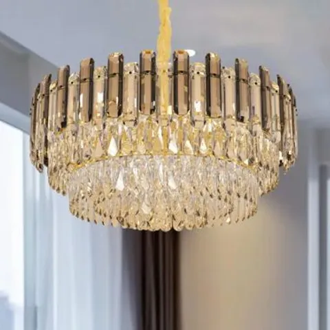BOXED BOODY 10-LIGHT CRYSTAL CHANDELIER (1 BOX)