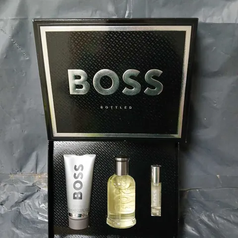 BOSS BOTTLED EAU DE TOILETTE 100ML, SHOWER GEL 100ML AND MINIATURE SPRAY 10ML