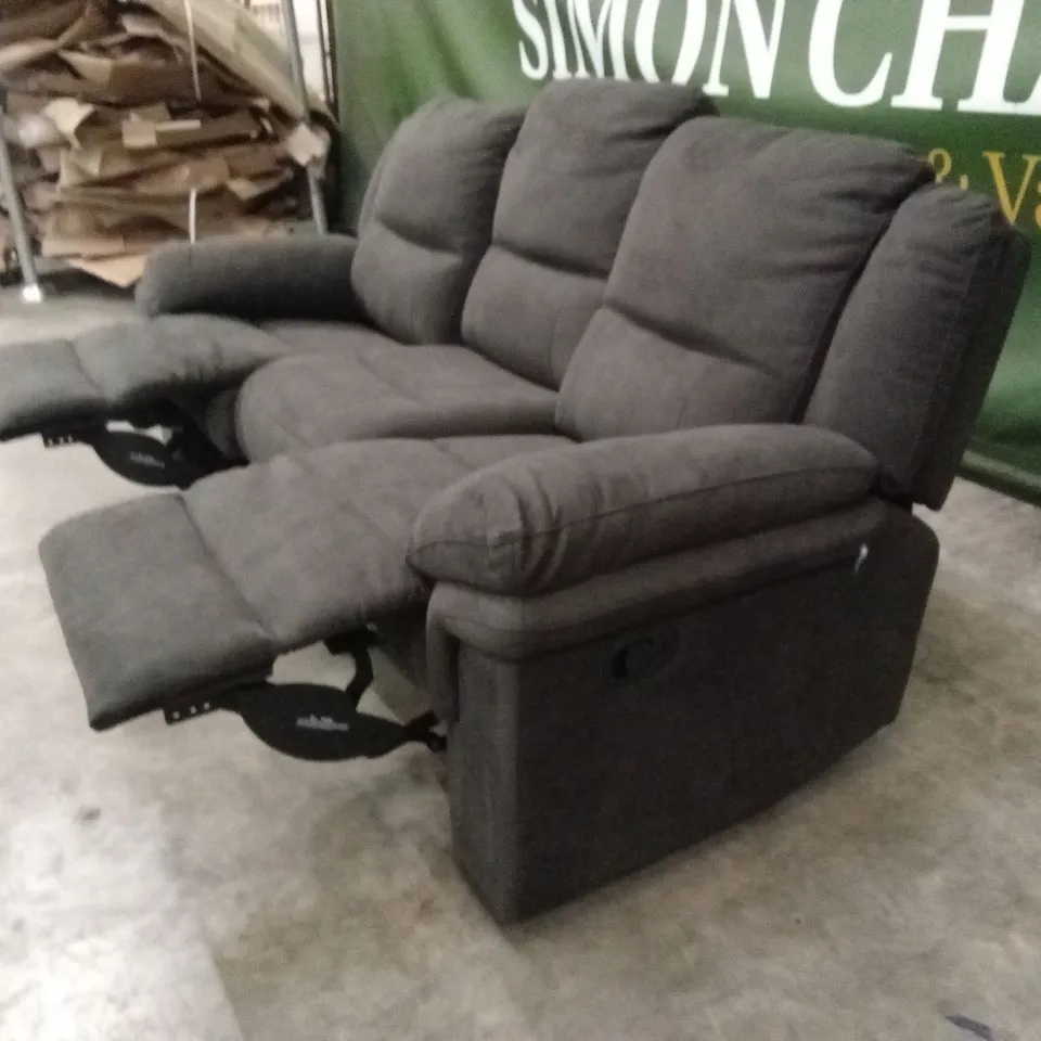ALBION CHENILLE 3 SEATER HIGH BACK MANUAL RECLINER SOFA - CHARCOAL RRP £679