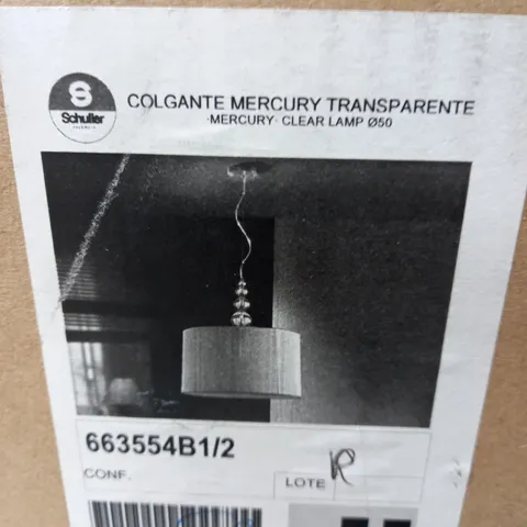 BOXED SCHULLER MERCURY 3 LIGHT DRUM PENDANT IN CLEAR FINISH SHADE NOT INCLUDED