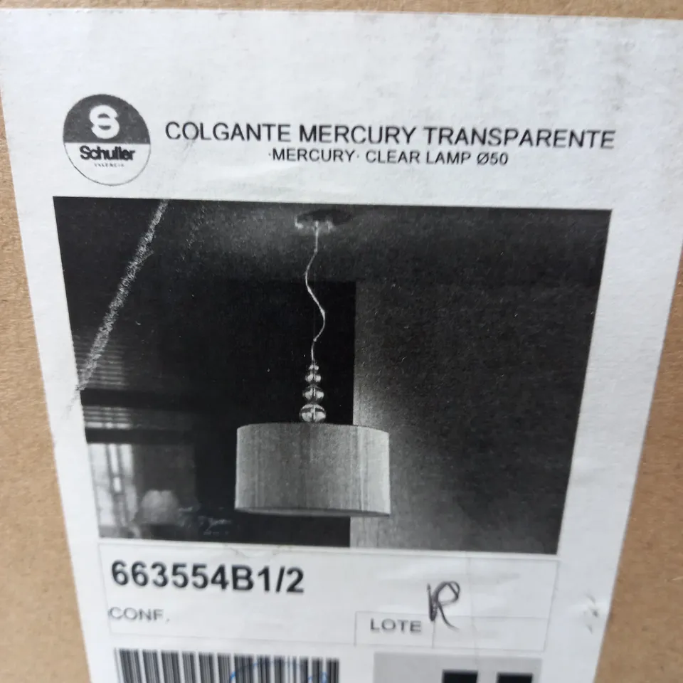 BOXED SCHULLER MERCURY 3 LIGHT DRUM PENDANT IN CLEAR FINISH SHADE NOT INCLUDED