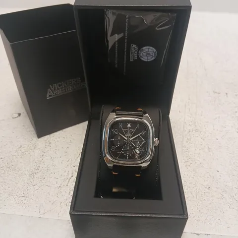 VICKERS ARMSTRONG AVION STEEL BLACK WRISTWATCH – BOXED (VA0172)