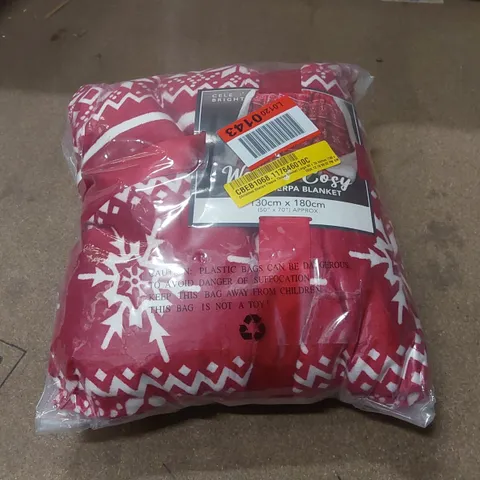 BAGGED CHRISTMAS SHERPA FLEECE THROW BLANKET LARGE 50 X 70 INCHES