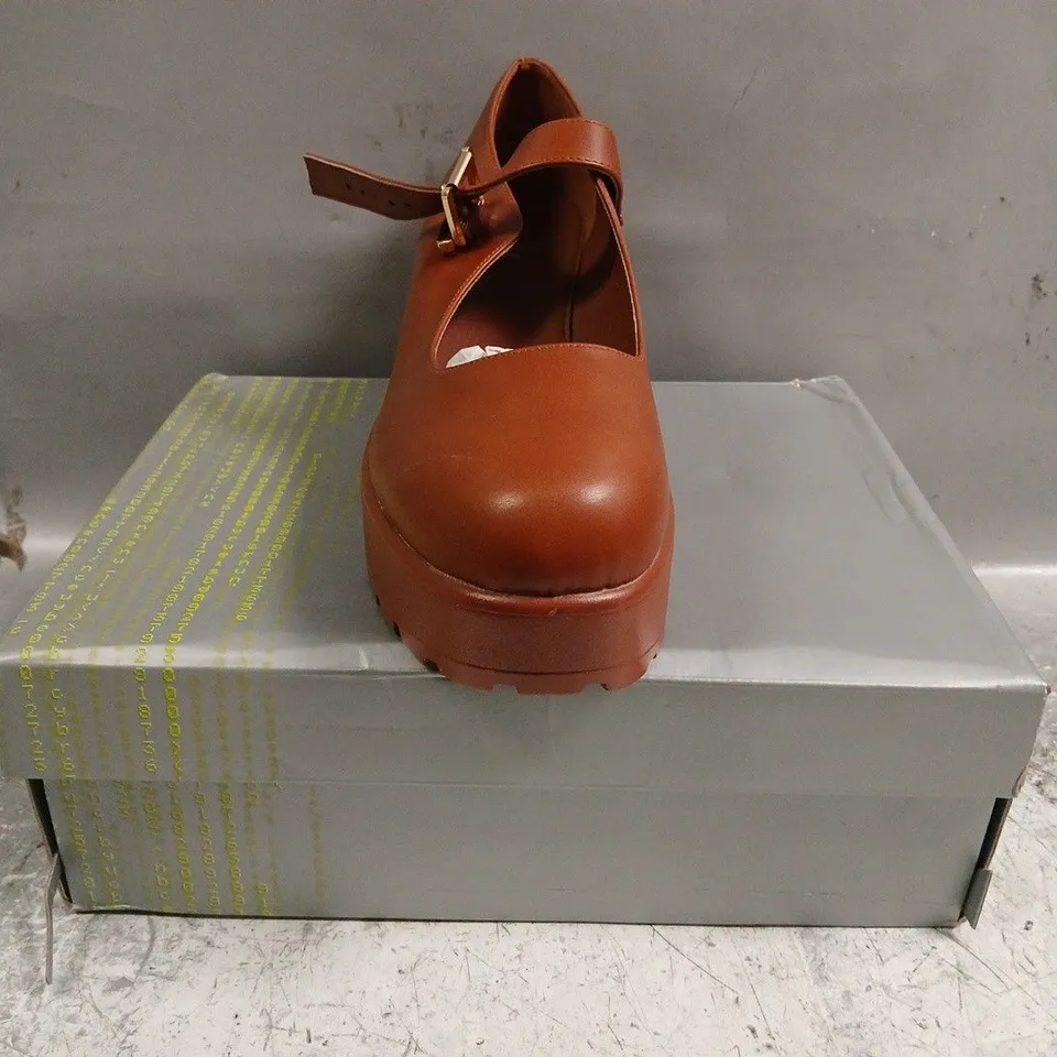 BOXED PAIR OF KOI TIRA MARY JANES ACORN BROWN EDITION SIZE UK 11