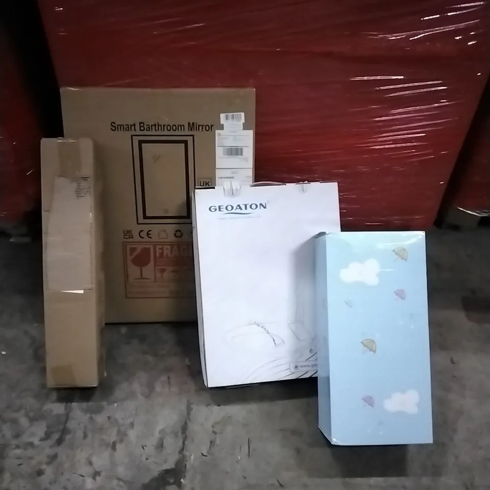 PALLET OF HOUSEHOLD ITEMS TO INCLUDE LED GROW LIGHT, SMART BATHROOM MIRROR, TOILET SEAT, REBORN BABY DOLL AND OTHER ASSORTED ITEMS...