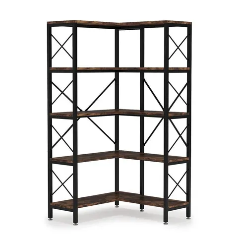 BOXED TRIBESIGNS 5-TIER CORNER BOOKSHELF, 65.7-INCH TALL ETAGERE BOOKCASE DISPLAY RACK