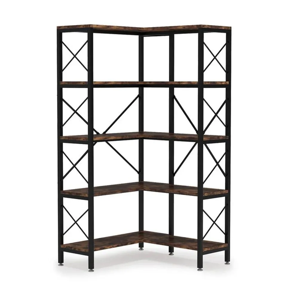 BOXED TRIBESIGNS 5-TIER CORNER BOOKSHELF, 65.7-INCH TALL ETAGERE BOOKCASE DISPLAY RACK