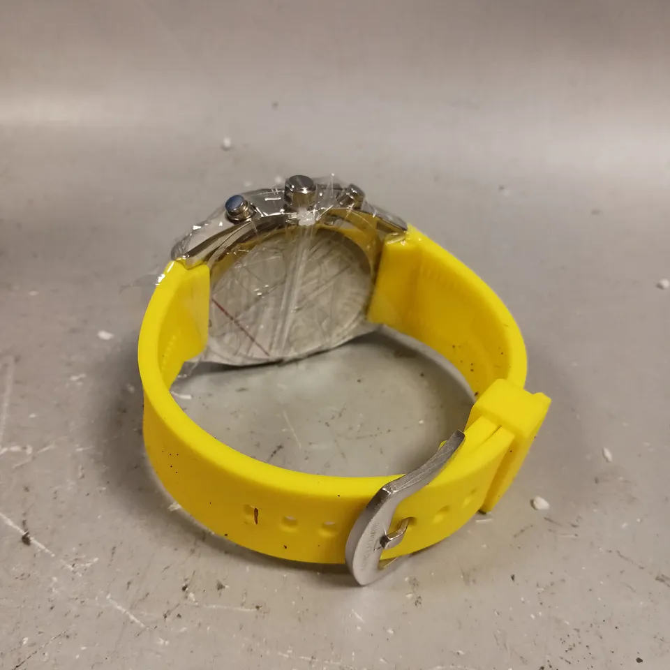 MENS LOUIS LACOMBE CHRONGRAPH YELLOW DIAL WATCH WITH SUB DIALS 