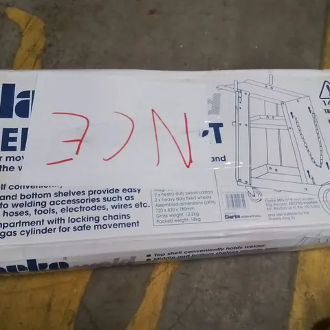 BOXED CLARKE WELDING CART STEEL WITH HEAVY DUTY CASTORS GWC-1 6601995