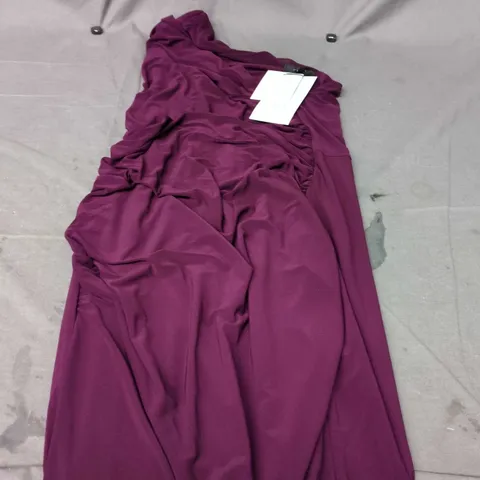 CLUB L LONDON PORT ONE-SHOULDER GATHERED MAXI DRESS – UK 14