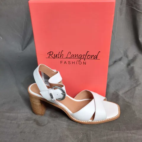RUTH LANGFORD FASHION WOMEN'S SANDALS – WHITE LEATHER, UK 7 (EU 40)