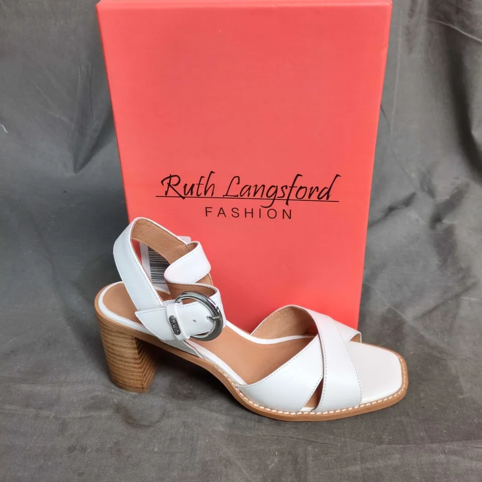 RUTH LANGFORD FASHION WOMEN'S SANDALS – WHITE LEATHER, UK 7 (EU 40)