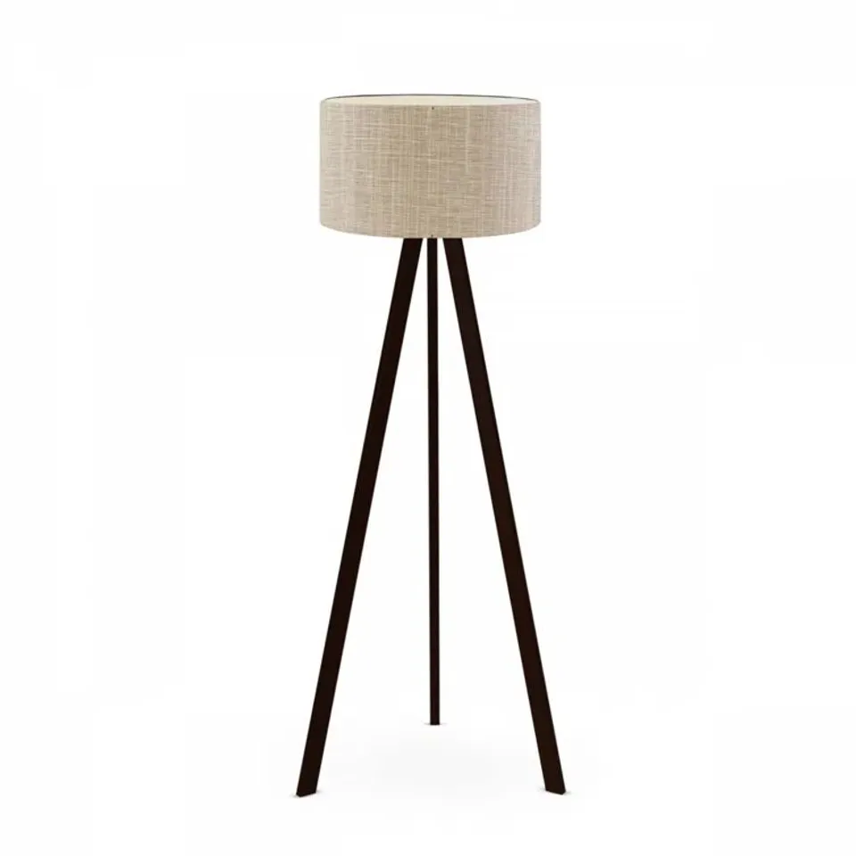 BOXED SANOR 140CM TRIPOD FLOOR LAMP SHADE COLOUR: TAN