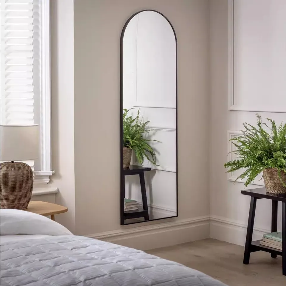 BOXED ARCH FULL LENGTH WALL MIRROR - 50cm x 150cm - BLACK (1 BOX)