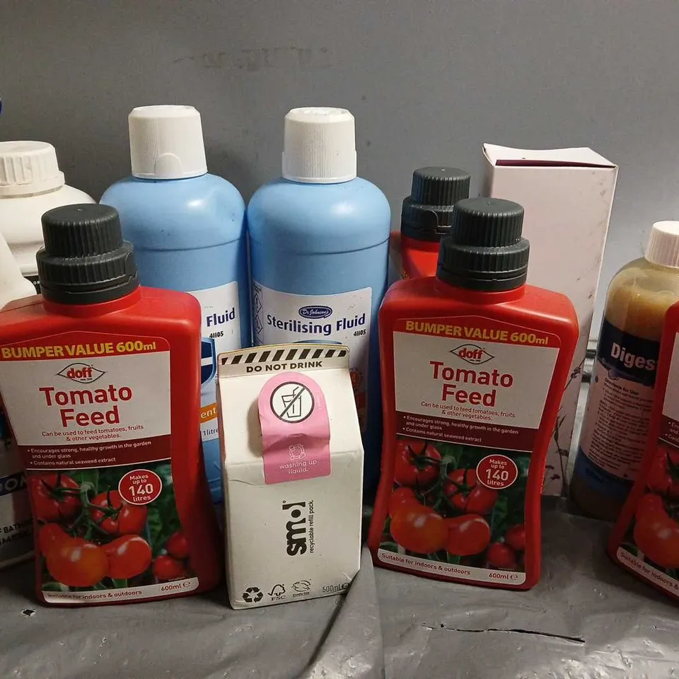 15 ASSORTED LIQUIDS TO INCLUDE DOFF TOMATO FEE (600ml), DIGESTA DRAIN CLEANER (500ml), VALENTTE DIFFUSER, ETC - COLLECTION ONLY
