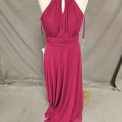 ENVIE HALTER NECK OCCASION DRESS IN BURGUNDY SIZE 10/2