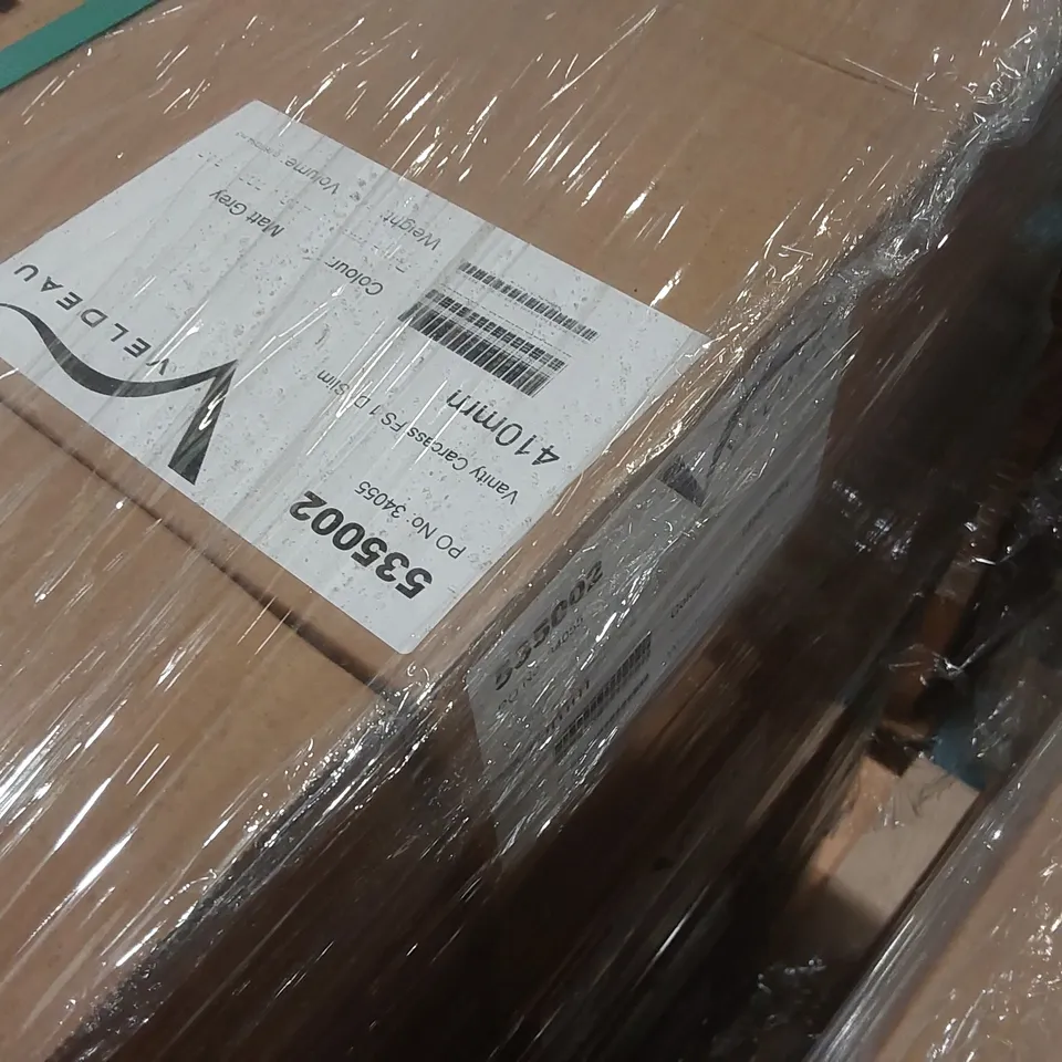 PALLET CONTAINING A LARGE QUANTITY OF ASSORTED BATHROOM FURNITURE PARTS INCLUDING: VELDEAU VANITY CARCASSES ECT