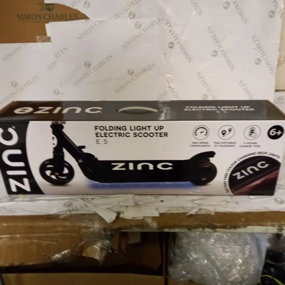 ZINC TWO WHEELED FOLDING LIGHT UP ELECTRIC E5 SCOOTER RRP £149.99