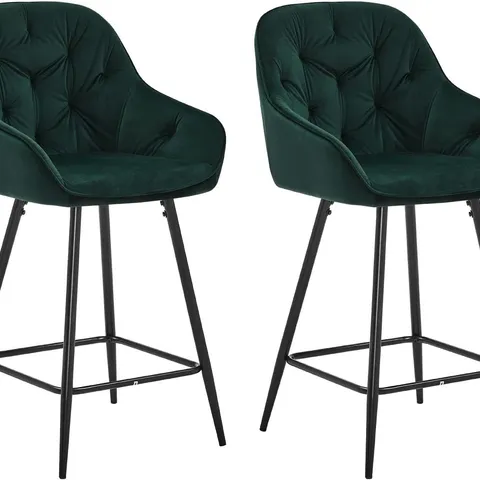 BOXED GREEN VELVET BARSTOOLS